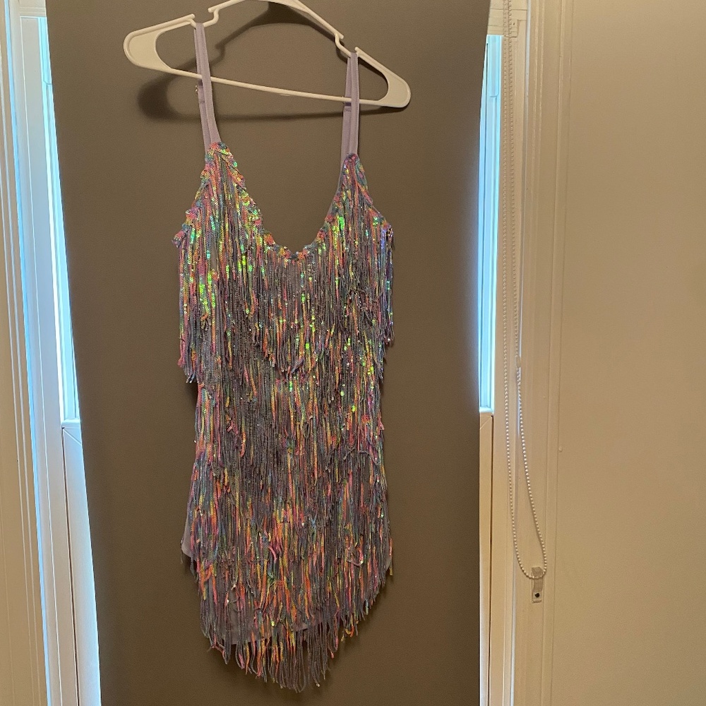 The Eras Sequin Fringe Mini Dress